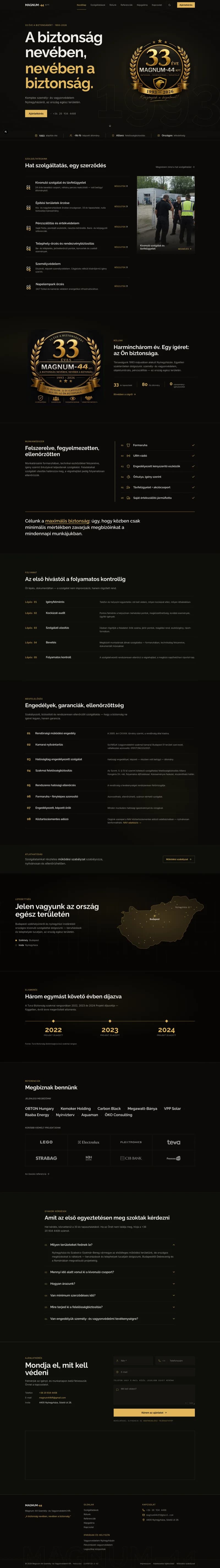 Opening view of the Magnum-44 Security company website